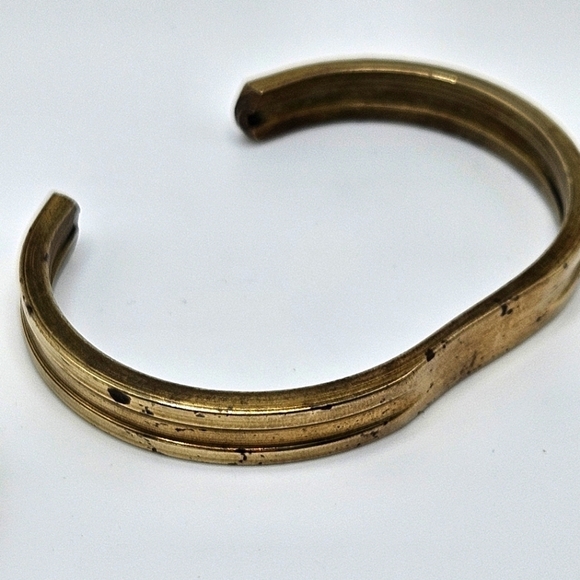 VINTAGE Minimalist Style Brass Stacking Cuff Bracelets Set of Three - Picture 5 of 6